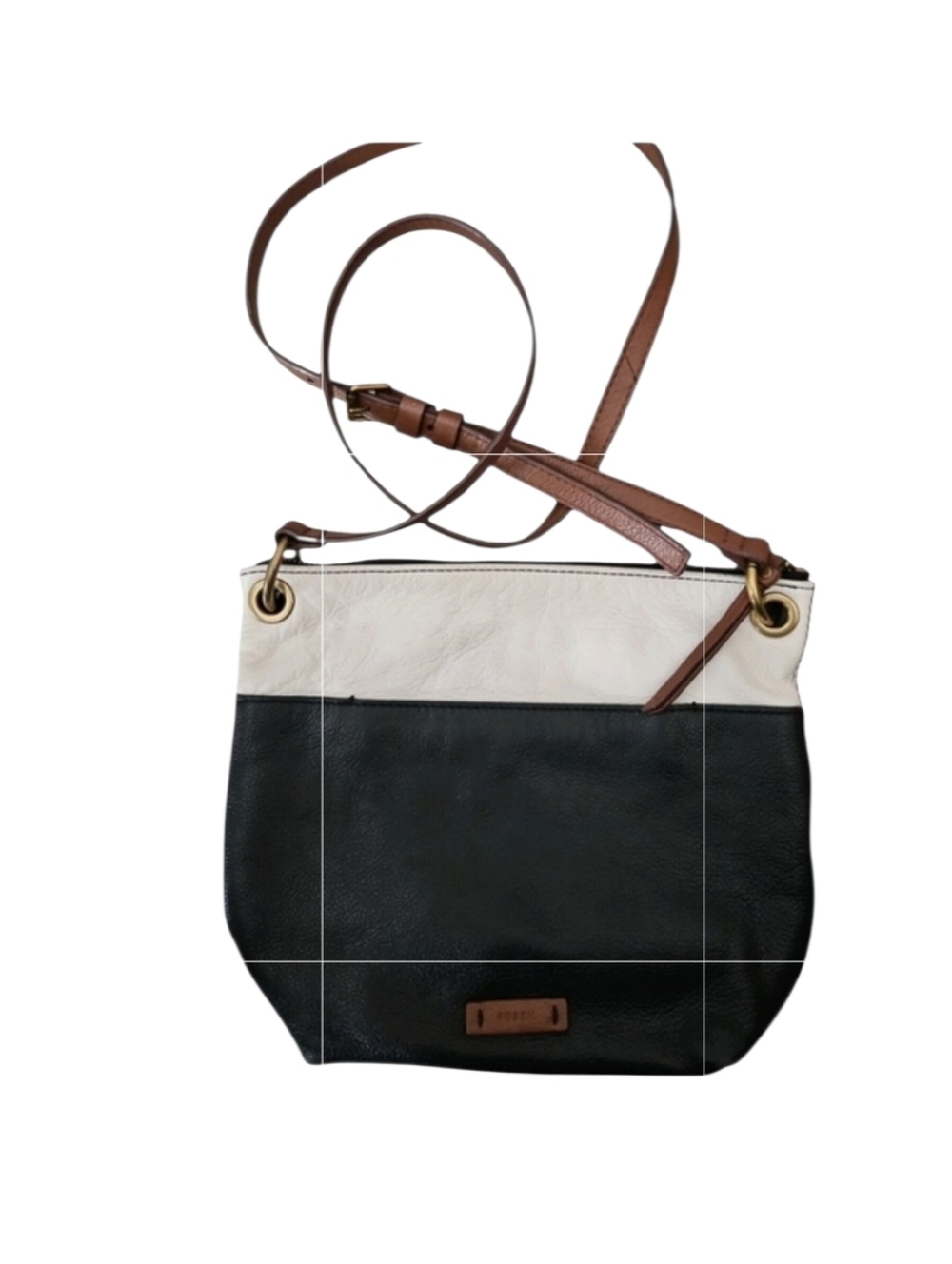 Black & White Leather Crossbody by Fossil